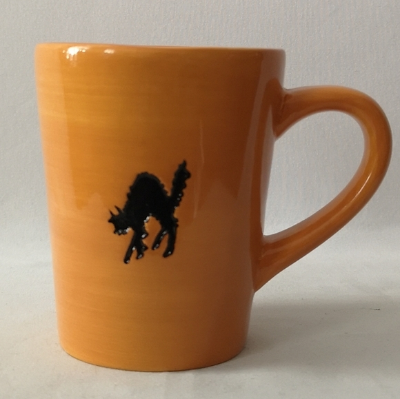 Williams-Sonoma Black Cat Embossed Orange Coffee or Tea Mug in EUC - Picture 1 of 4